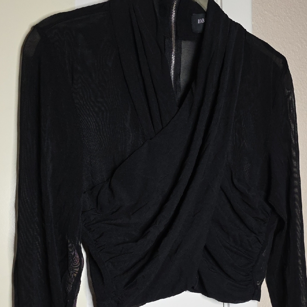 Bardot Aliyah Black Draped Cropped Wrap Top 2️⃣ - Picture 7 of 9